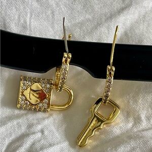 LV Gold or Silver Lock & Key Earrings